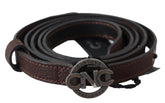 Costume National Brown Skinny Leather Round Logo Buckle Belt -   -  Costume National.